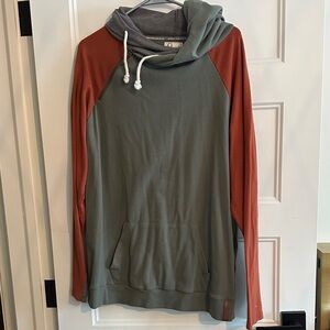 AMPERSAND AVE Two-Tone Green and Orange Hoodie